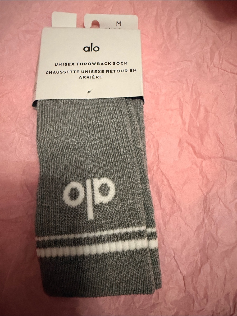 ALO Yoga Gray Ribbed Athletic Socks with White Logo